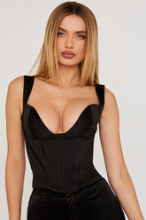 Liberty Black Satin Corset