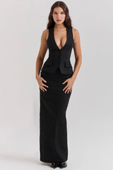 Hart Black Twill Maxi Skirt