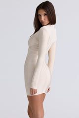 The Super Plunge Vanilla Long Sleeve Bandage Mini Dress