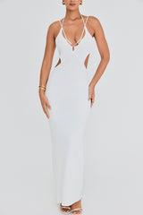 Mistress Rocks White Knit Cutout Maxi Dress - SALE