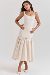 Amore Vintage Cream Dropped Waist Midi Dress