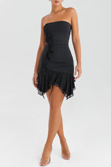 Mistress Rocks Black Strapless Ruffle Mini Dress - SALE