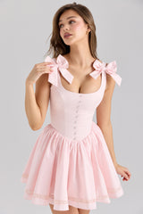 Lyla Pink Stretch Cotton Mini Dress