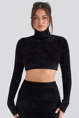 Suri Black Chenille Cropped Top - SALE