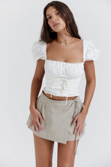 Samaya White Gathered Top