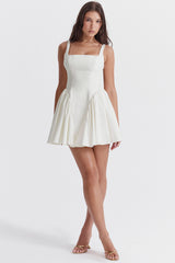 Florianne Ivory Cotton Bow Mini Dress