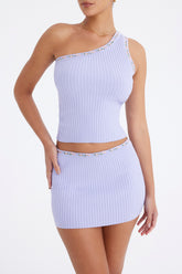 Mistress Rocks Lavender Embroidered Knit Mini Skirt - SALE
