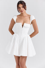 Florence White Cotton Corset Mini Dress