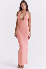 Camelia Apricot Plunge Maxi Dress
