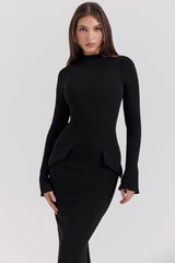 Marie-Louise Black Turtleneck Maxi Dress