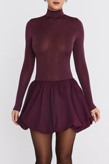 Mistress Rocks Dark Plum Puffball Mini Dress - SALE