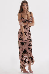 Imaan Dusty Pink Devore Maxi Skirt