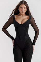 Araminta Black Long Sleeve Corset