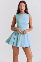 Ingrid Tuscan Blue Twill Mini Dress