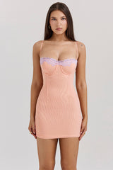 Harper Sorbet Lace Trimmed Mini Dress
