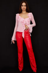 Elenaora Scarlet Vegan Leather Trousers