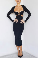 Next to MeMistress Rocks Black Jersey Cutout Midi Dress - SALE