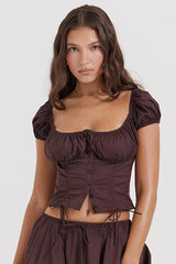 Kitty Rich Brown Gathered Top