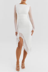 Mistress Rocks Ivory Ruffle Midi Dress - SALE