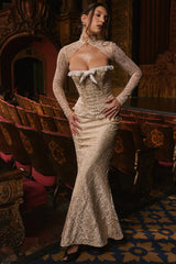 Mara Ivory Metallic Jacquard Maxi Skirt