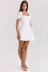 Lili White Cotton Detachable Corset Mini Dress