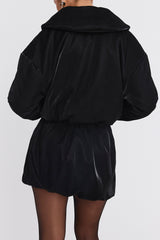 Mistress Rocks Black Vegan leather Puff Ball Skirt - SALE