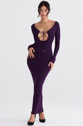 Keana Grape Ribbed Knit Maxi Dress