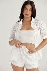 Mae White Broderie Anglaise Shorts