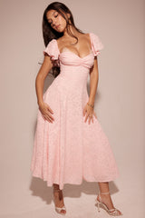 Emma Perfectly Pink Floral Jacquard Midi Dress