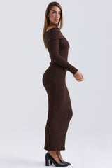 Sloane Chocolate Soft Cotton Boucle Maxi Skirt - SALE