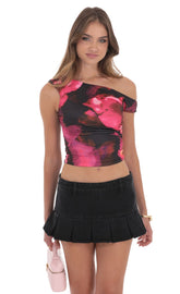 Off Shoulder Floral Top in Pink