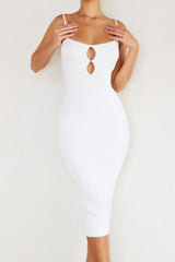 DevoteMistress Rocks Off White Rib Knit Cutout Dress - SALE
