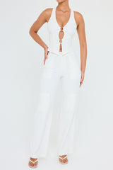 Mistress Rocks White Baggy Cargo Trousers - SALE