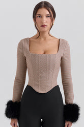 Antonia Brown Puppytooth Corset Top - SALE