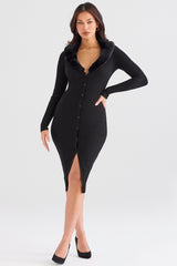 Raine Black Faux Fur Trim Dress - SALE