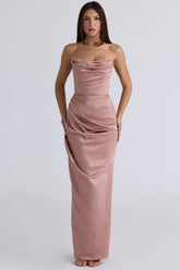 Adrienne Blush Satin Strapless Gown