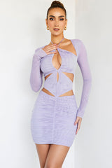 AuraMistress Rocks Lilac Gathered Mini Dress - SALE