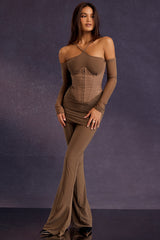 Mistress Rocks Dusty Brown Flared Trousers - SALE