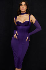 Talika Grape Corset Midi Dress