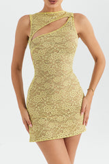 Mistress Rocks Limoncello Lace Cutout Mini Dress - SALE
