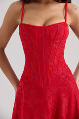 Esme Red Lurex Chiffon Maxi Dress