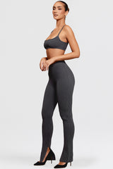 Mitzi Dark Grey Ribbed Knit Leggings - SALE