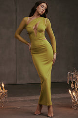 Zahra Chartreuse Plunge Maxi Dress