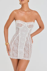Mistress Rocks White Lace Underwired Mini Dress - SALE