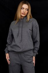 Halo Dark Grey Cotton Fleece-Back Oversized Hoodie