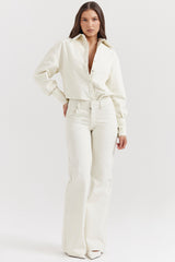 Marli Ivory Wide Leg Flared Jeans