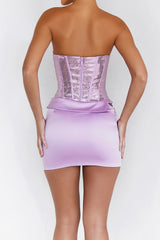 Mistress Rocks Lilac Satin Mini Skirt - SALE
