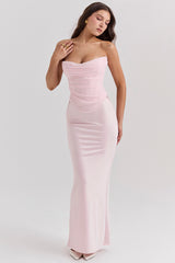 Giuliana Ballerina Pink Satin Maxi Skirt