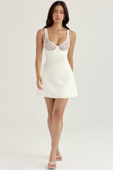 Cassandra Ivory Satin and Lace Mini Dress