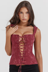 Parisa Merlot Floral Corset